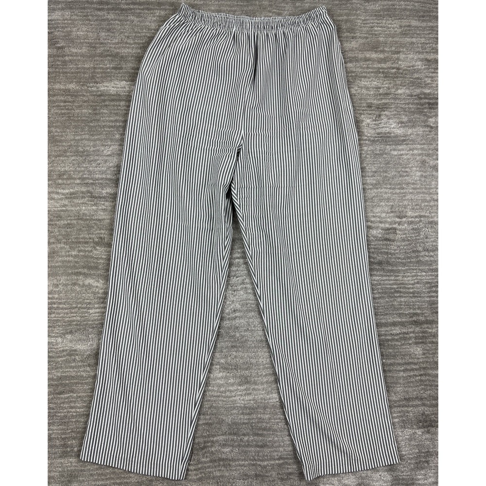 Haband Black & White Vertical Stripe Elastic Waist Trousers